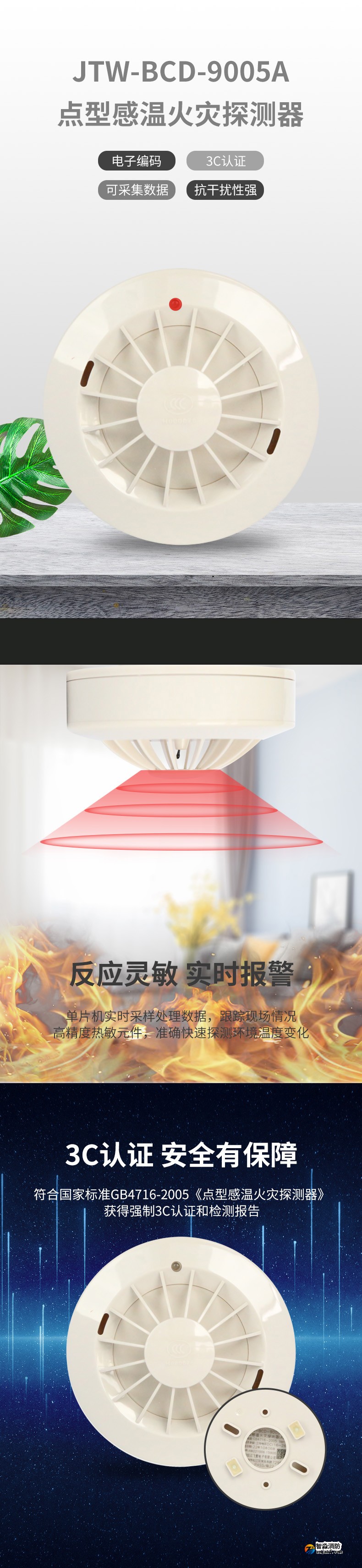 JTW-BCD-9005A点型感温火灾探测器(A2)1