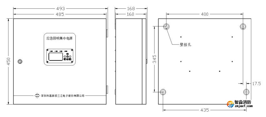 SJ-D-0.3KVA/P301AC型应急照明集中电源外观尺寸