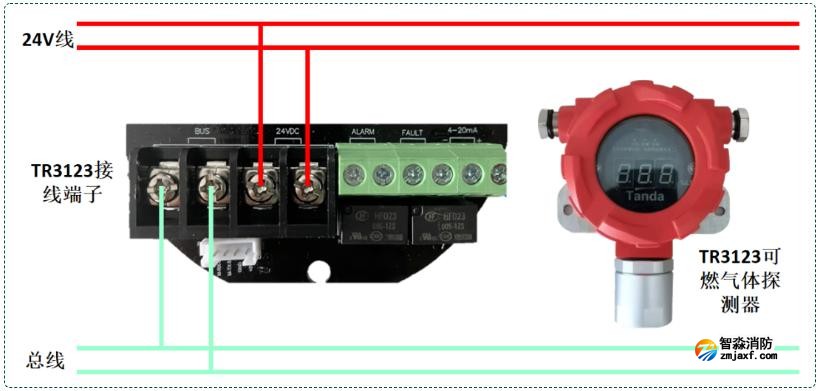 TR3123可燃气体探测器接线图 TR3123可燃气体探测器接线图