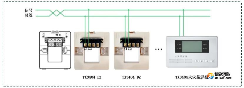 TX3404火灾显示盘接线图 TX3404火灾显示盘接线图