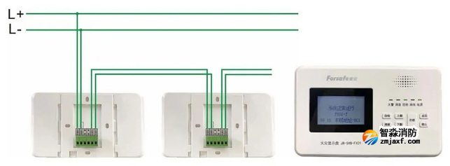 二线制总线火灾显示盘JS-SXB-FX01接线示意图