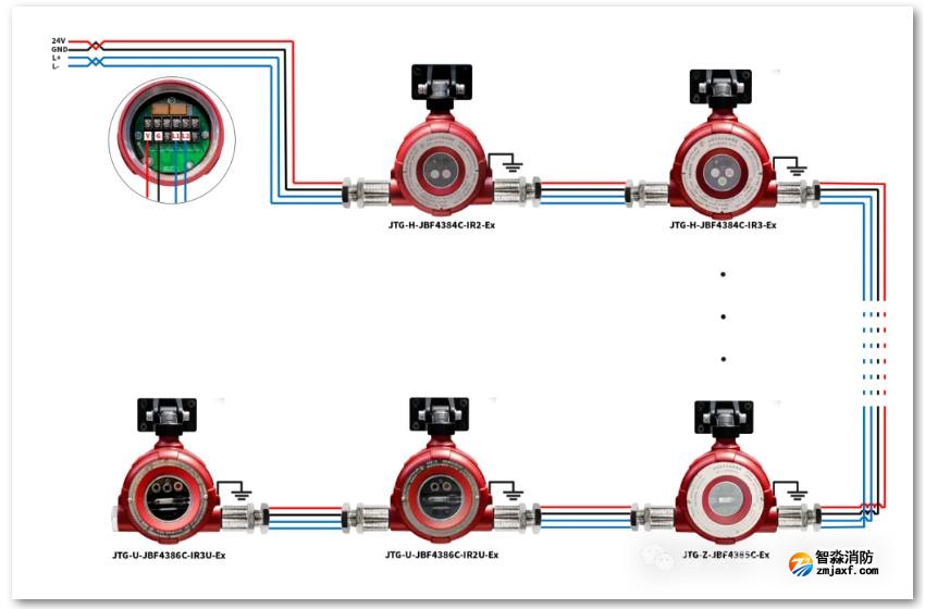 青鸟隔爆型火焰探测器接线图 青鸟隔爆型火焰探测器接线图
