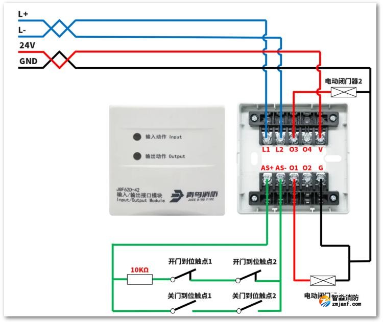 输入/输出接口模块JBF62D-42接线图 输入/输出接口模块JBF62D-42接线图