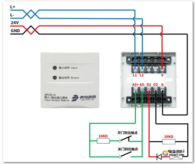 输入/输出接口模块JBF62D-41接线图 输入/输出接口模块JBF62D-41接线图